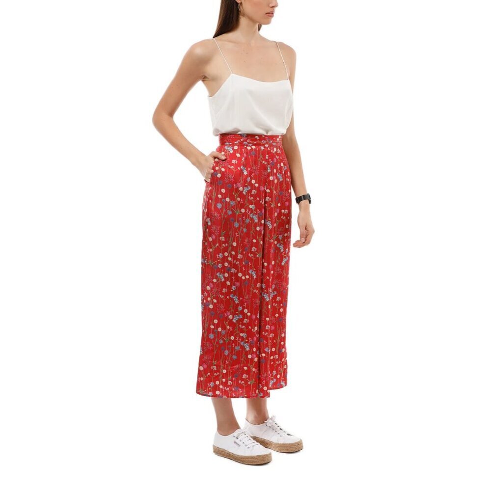 Anthropologie Floral Cropped Pants High Rise Trousers Wide Leg Dainty Romantic